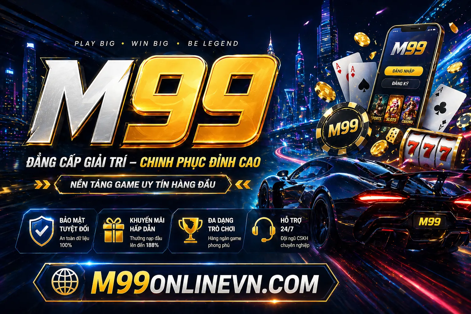 Hình nền đăng nhập Kingfun khuyến mãi 2026 với hiệu ứng ánh sáng xanh vàng